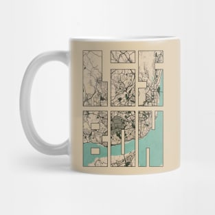 Lisbon, Portugal City Map Typography - Vintage Mug